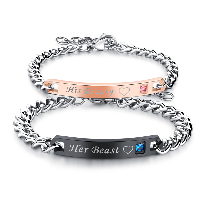 Pair of Couple Bracelet Fashion Titanium Steel Men and Women Lover Bangle