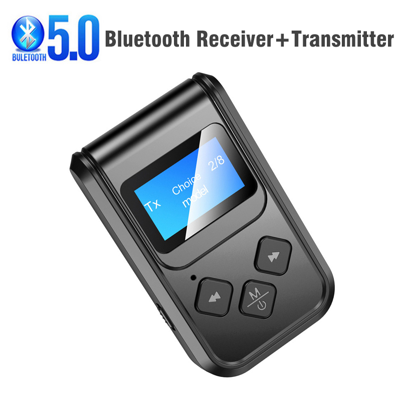 Bluetooth 5.0 Transmitter Receiver 3.5mm AUX Stereo Wireless Audio Adapter for Car TV PC Speakers