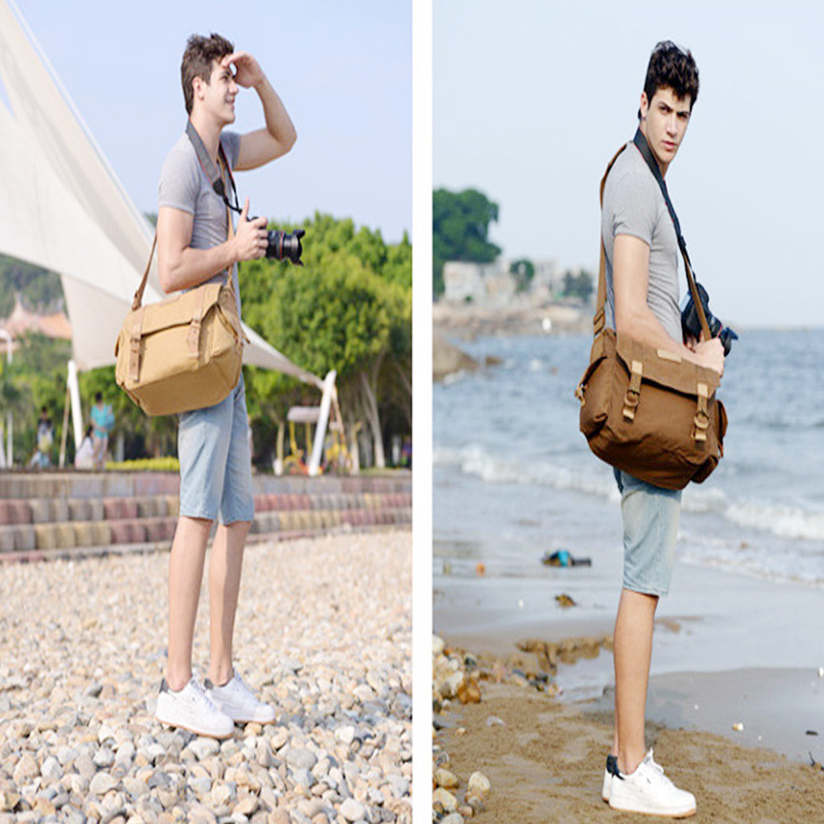 SLR Single Shoulder Camera Bag Canvas Waterproof Camera Bag Shockproof  Leisure Travel Bag