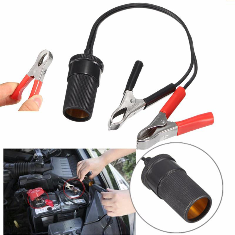 Car Cigarette Lighter to Car Battery Alligator Clip Charger Cable Car Charger Adapter