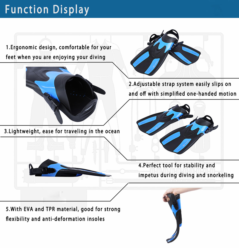 Diving Fins Foot Flipper Swimming Diving Snorkeling Comfortable Swimming Diving for Diver