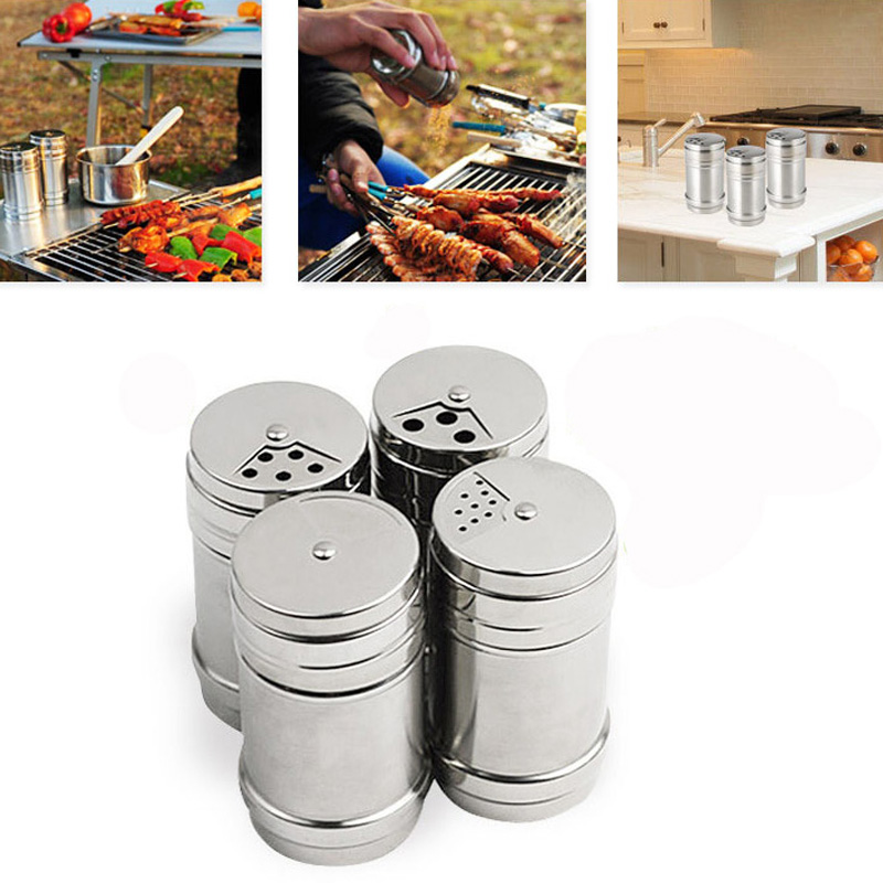 Stainless Steel Seasoning Cans Spice Jar Pepper Pot Storage Bottles BBQ Kitchen Tools