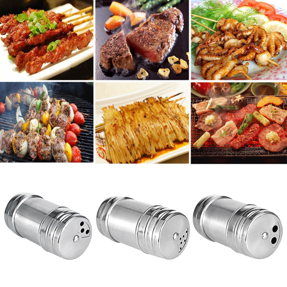 Stainless Steel Seasoning Cans Spice Jar Pepper Pot Storage Bottles BBQ Kitchen Tools