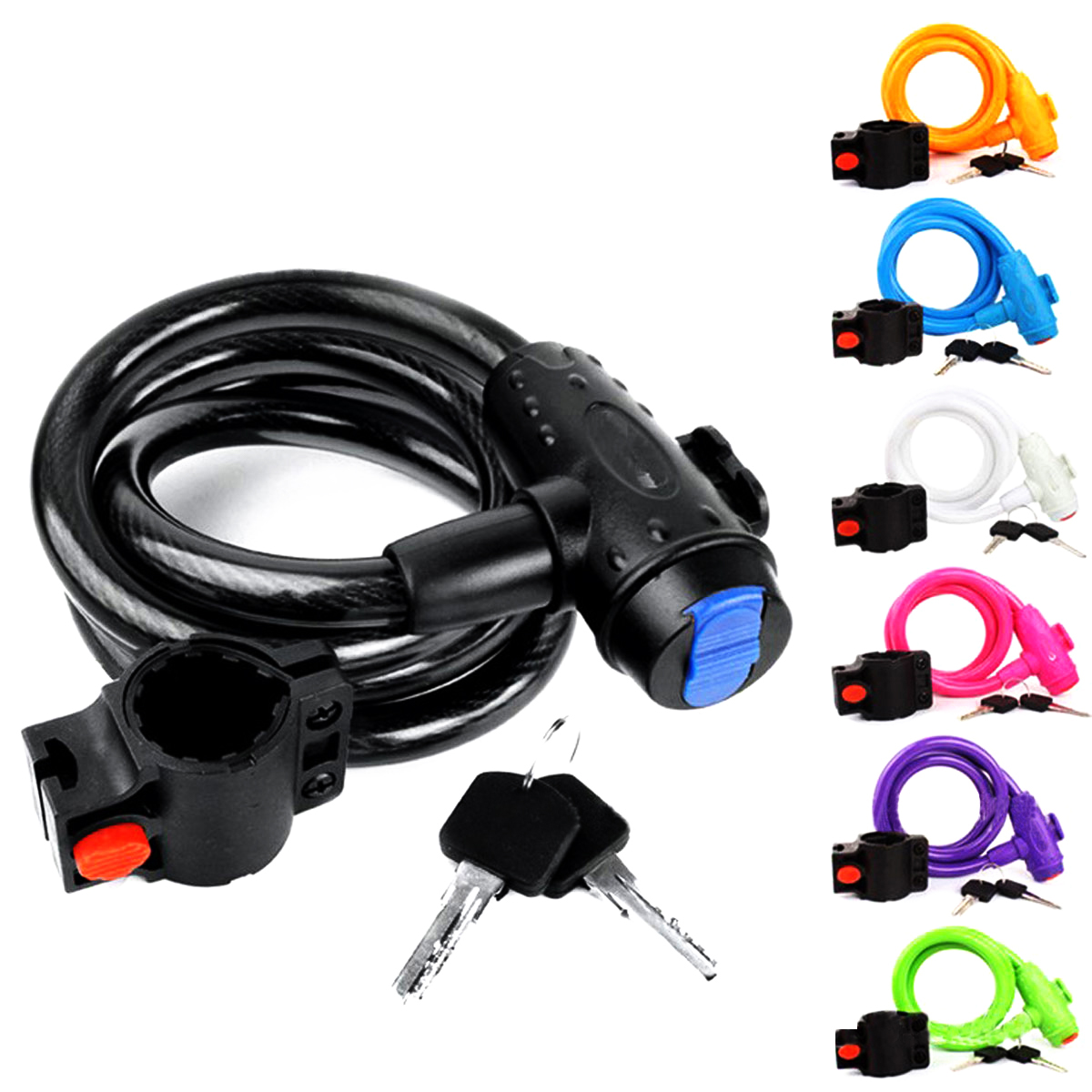 Bicycle Mountain Bike Lock Anti-theft Ring Wire Rope Lock Security Lock Steel Spiral  Bicycle Lock