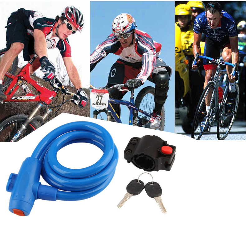 Bicycle Mountain Bike Lock Anti-theft Ring Wire Rope Lock Security Lock Steel Spiral  Bicycle Lock
