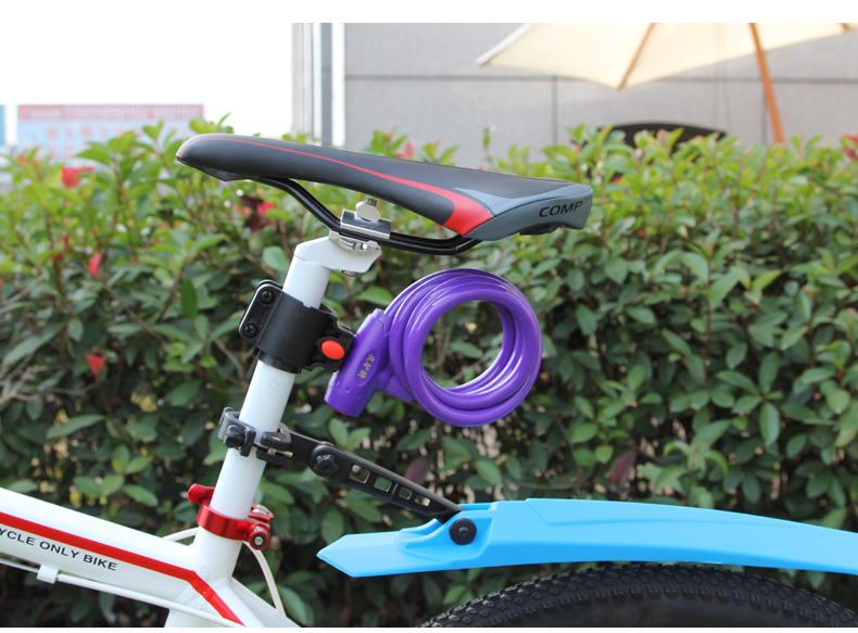 Bicycle Mountain Bike Lock Anti-theft Ring Wire Rope Lock Security Lock Steel Spiral  Bicycle Lock