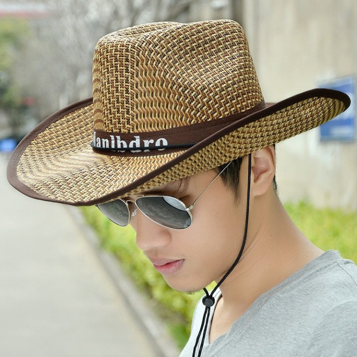 Men HAT Visor SUN Shade Beach Hat Large Brim Outdoor Fishing Straw Hat Male