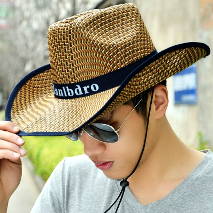 Men HAT Visor SUN Shade Beach Hat Large Brim Outdoor Fishing Straw Hat Male