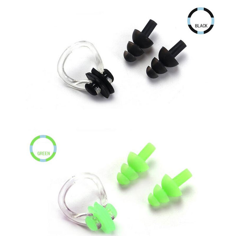 Soft Swim Waterproof Silicone Earplug Nose Clip Set Swimming Pool Accessories