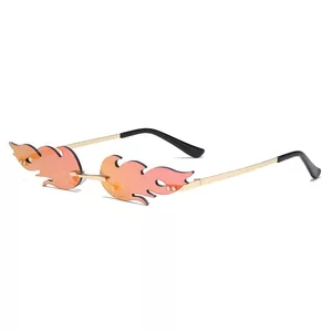 New Summer Cycling Outdoor Fire Type Flame Sunglasses Wave Rimless