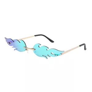 New Summer Cycling Outdoor Fire Type Flame Sunglasses Wave Rimless
