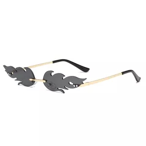 New Summer Cycling Outdoor Fire Type Flame Sunglasses Wave Rimless