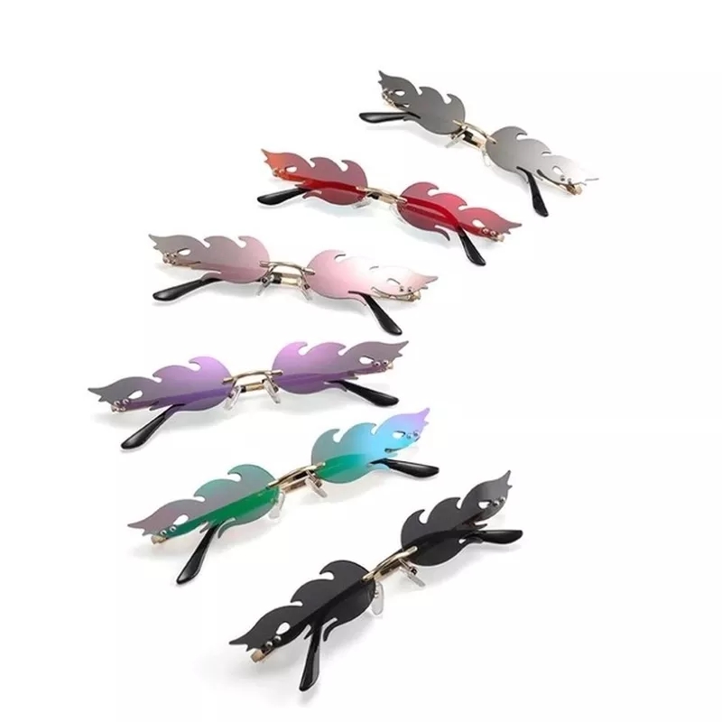 New Summer Cycling Outdoor Fire Type Flame Sunglasses Wave Rimless