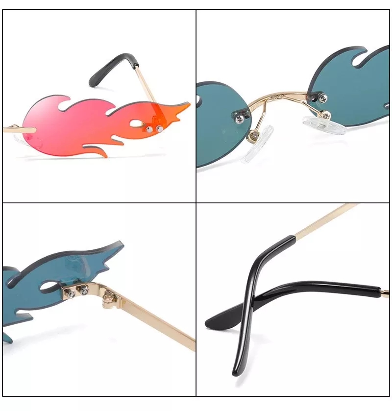 New Summer Cycling Outdoor Fire Type Flame Sunglasses Wave Rimless