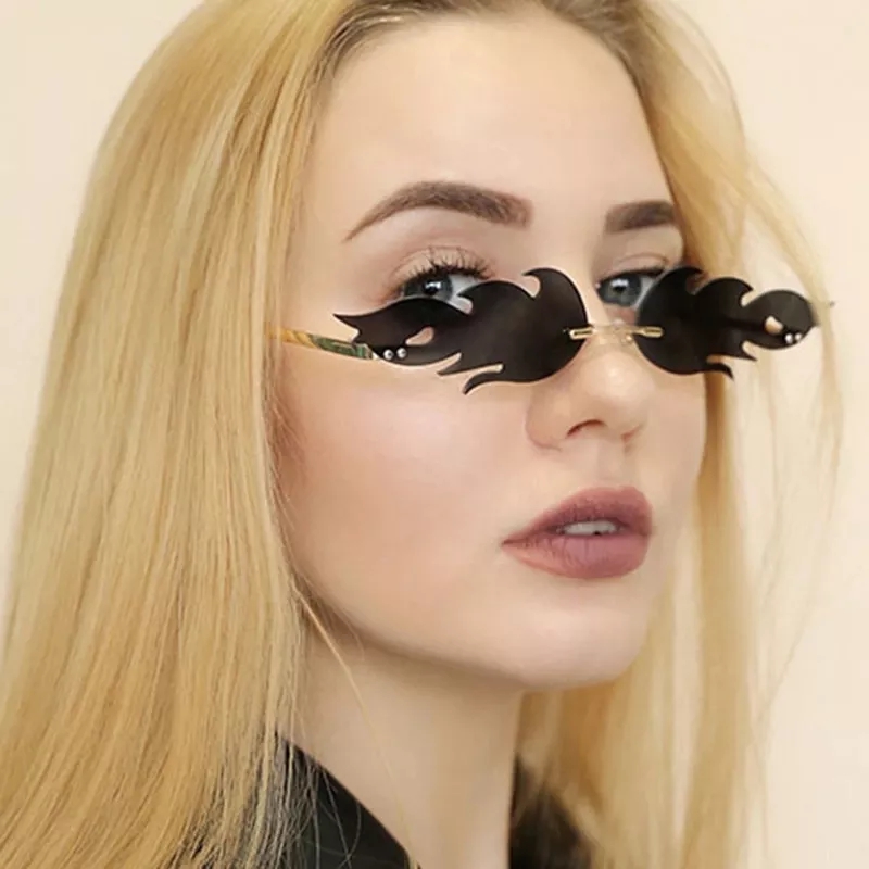 New Summer Cycling Outdoor Fire Type Flame Sunglasses Wave Rimless