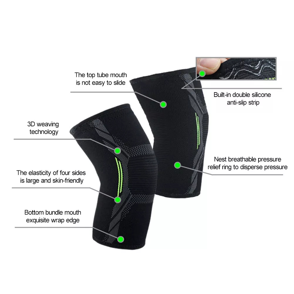 1PC Breathable Knee Guard Safety Fitness Elbow Knee Pad Support Silicone Anti Slip Protector Elastic Running Cycling Brace Pad