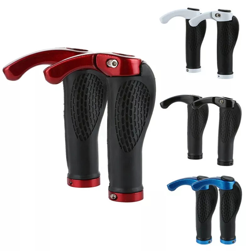 1 Pair Ergonomic MTB Mountain Road Bike Handlebar Rubber Handle Cycling Lock-On Ends Anti-Skid Bicycle Aluminum Handlebar Cover
