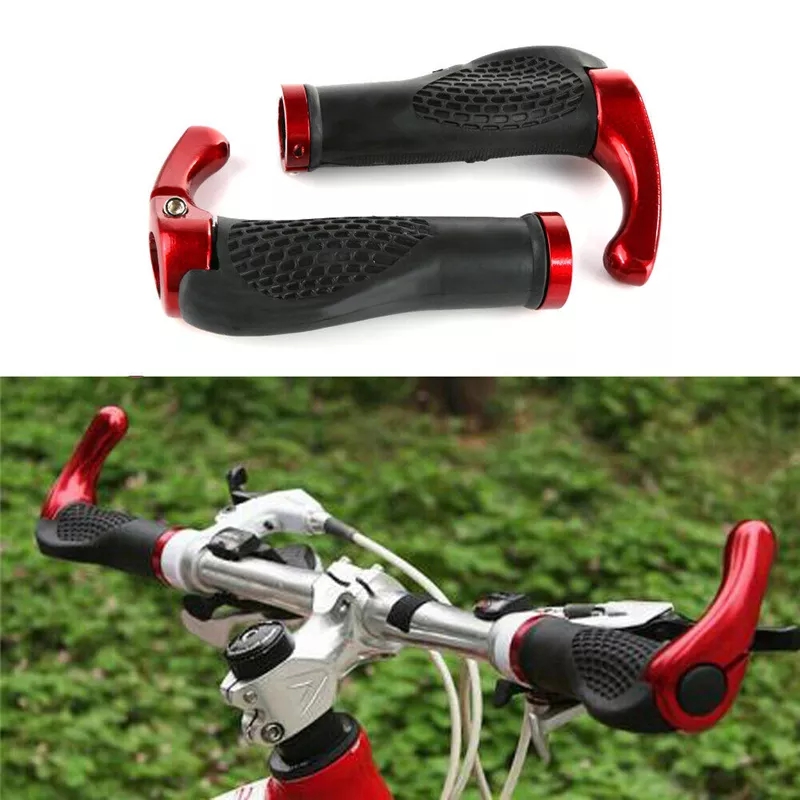 1 Pair Ergonomic MTB Mountain Road Bike Handlebar Rubber Handle Cycling Lock-On Ends Anti-Skid Bicycle Aluminum Handlebar Cover