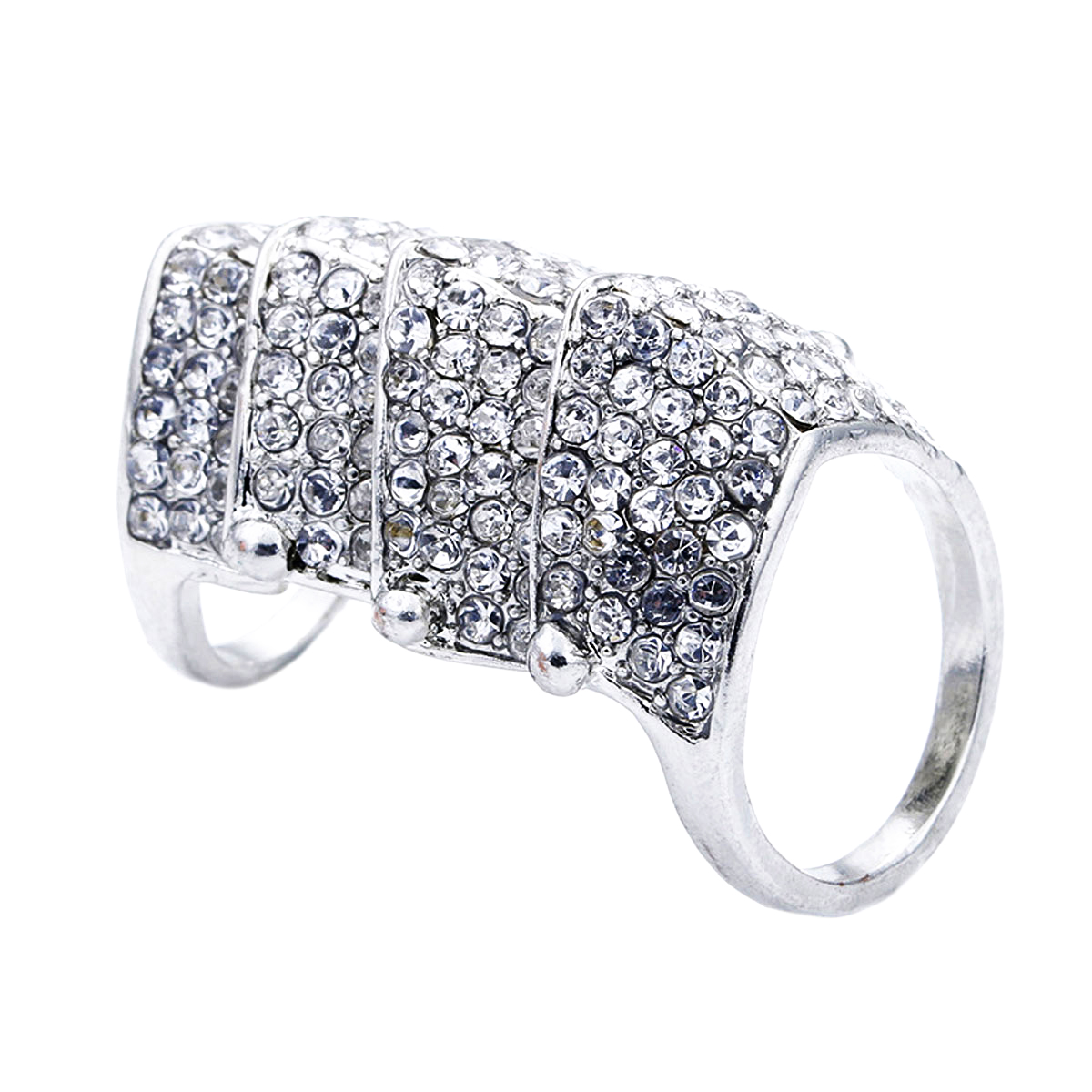 Women's Crystal Double Finger Armor Knuckle Ring Adjustable