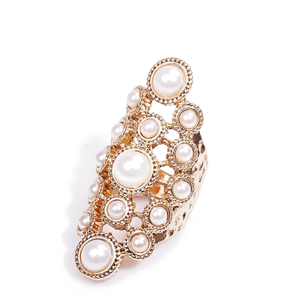 2017 New Fashion Pearl Ring Jewelry Of Inlay Rhinestones Pearl Rings for Women