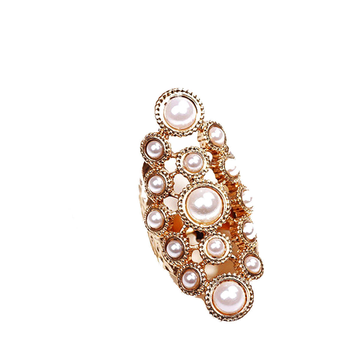 2017 New Fashion Pearl Ring Jewelry Of Inlay Rhinestones Pearl Rings for Women