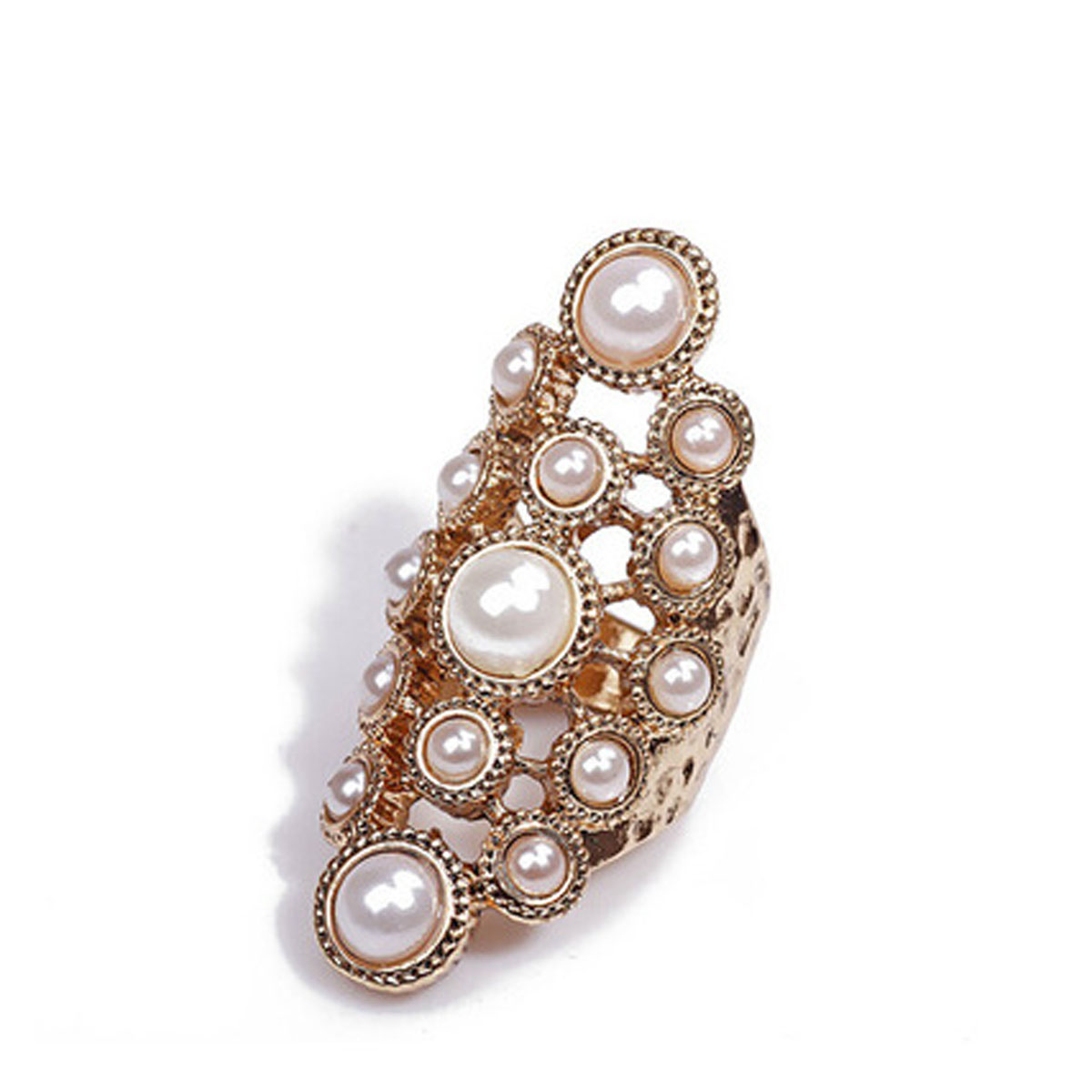 2017 New Fashion Pearl Ring Jewelry Of Inlay Rhinestones Pearl Rings for Women