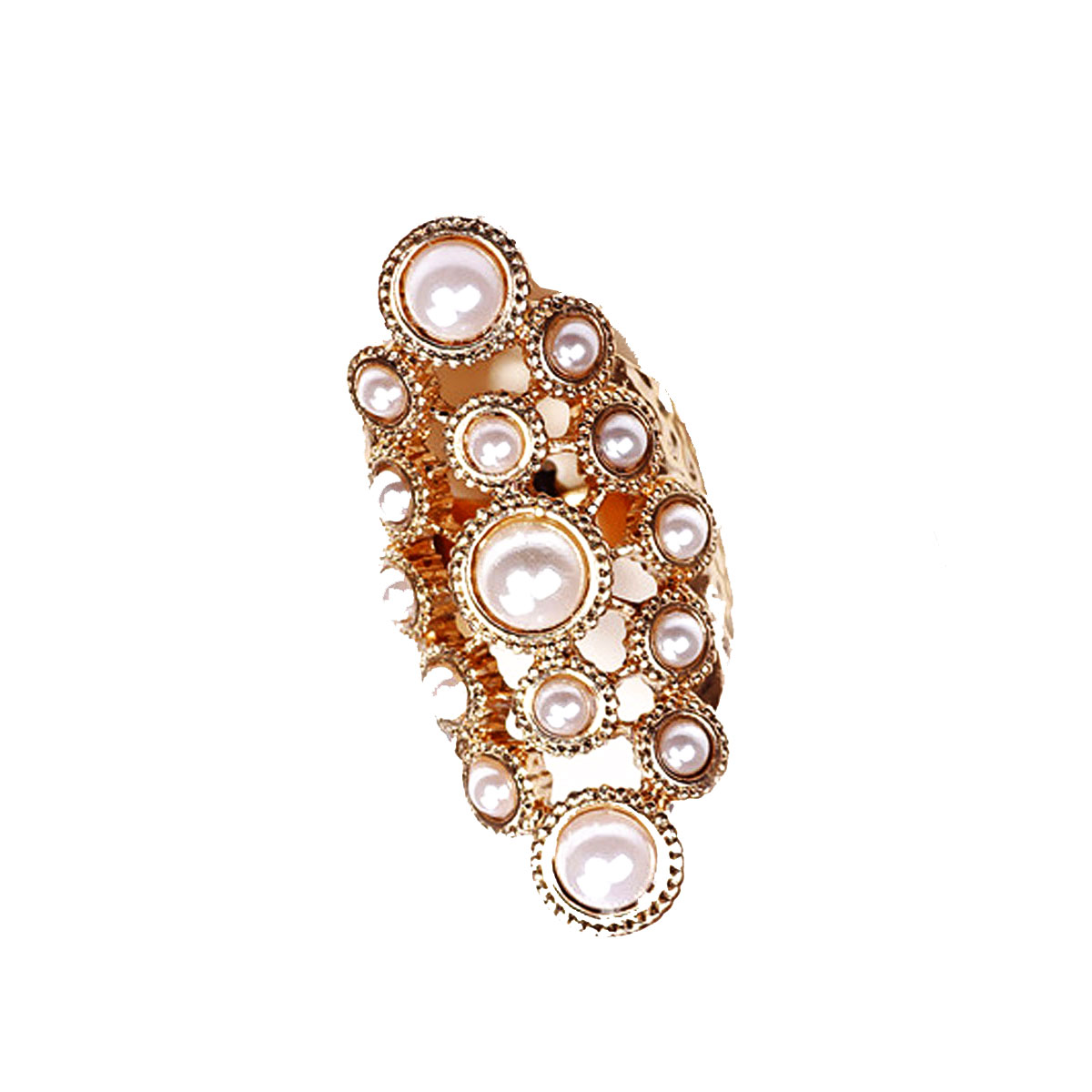 2017 New Fashion Pearl Ring Jewelry Of Inlay Rhinestones Pearl Rings for Women