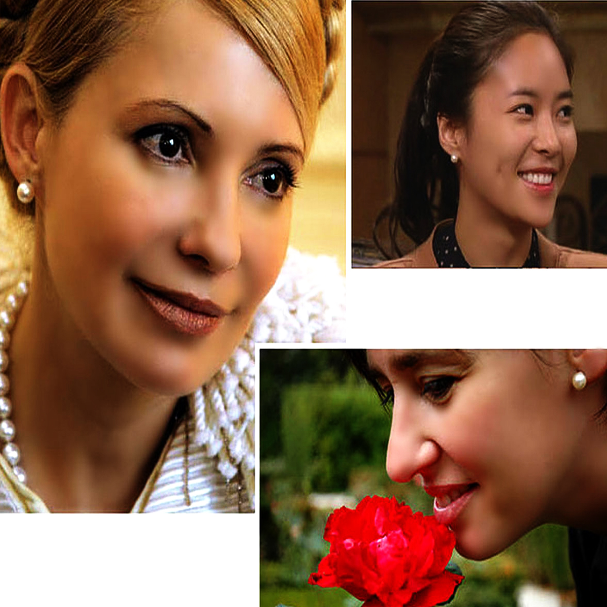 Women Fashion Cultured Freshwater Pearl Earrings White 925 Sterling Silver Stud