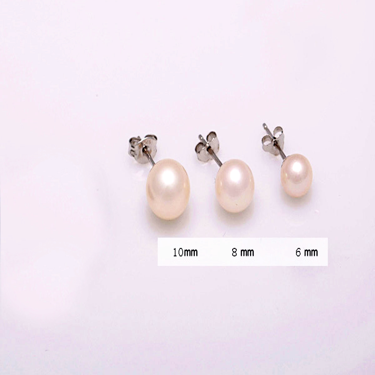 Women Fashion Cultured Freshwater Pearl Earrings White 925 Sterling Silver Stud