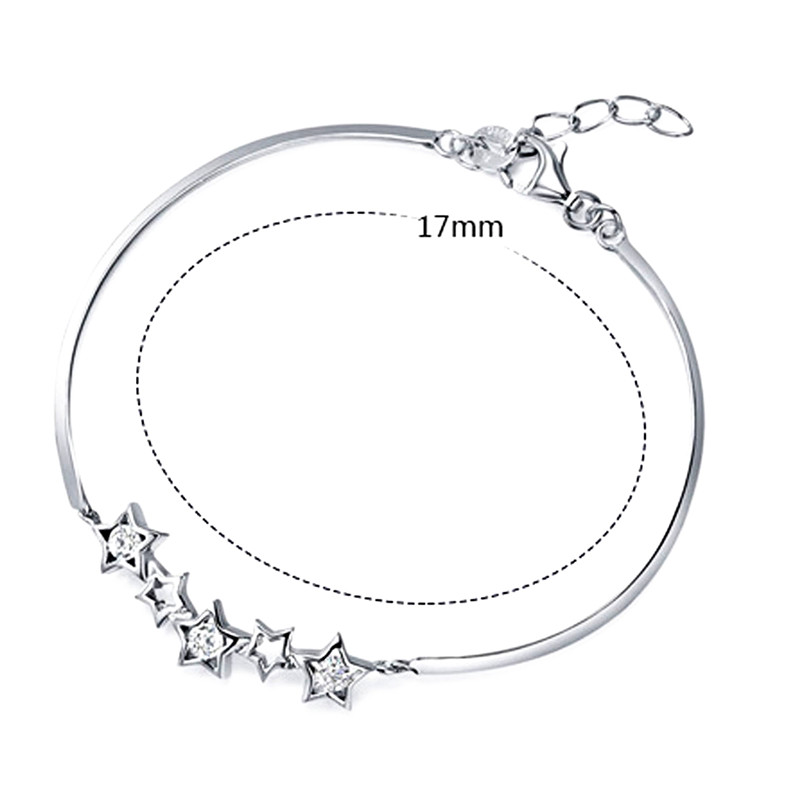 2017 New Arrival Sterling Silver Inlaid Gem Fashionable Five-pointed Star Bracelet for Woman