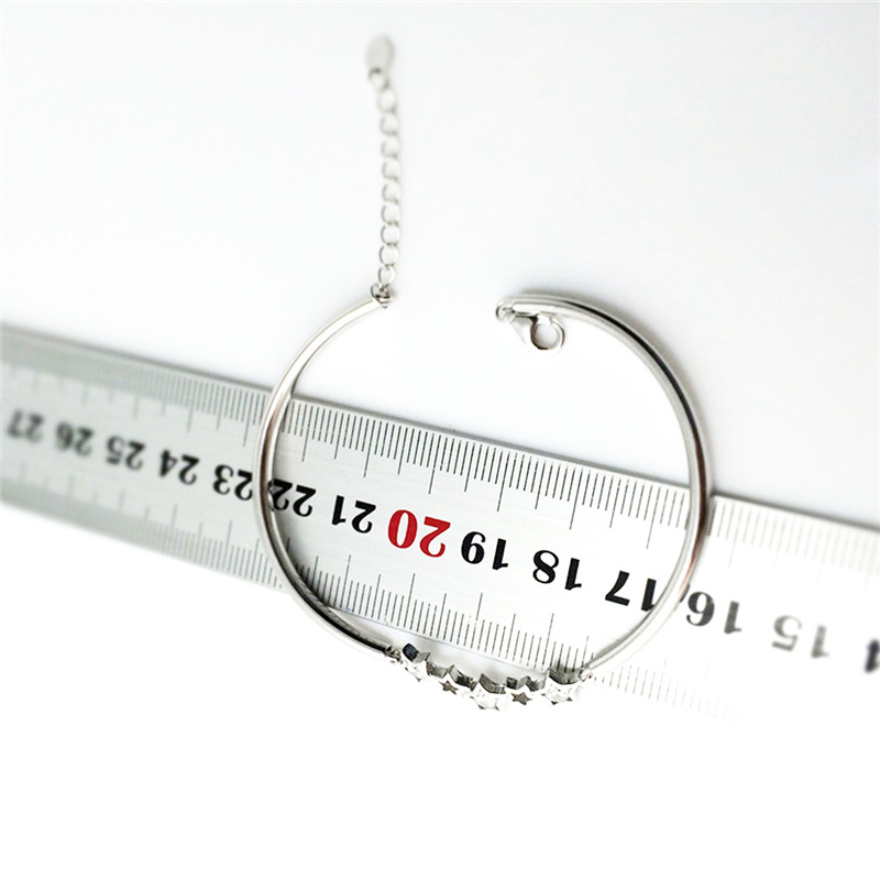 2017 New Arrival Sterling Silver Inlaid Gem Fashionable Five-pointed Star Bracelet for Woman