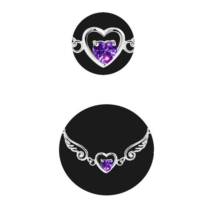 Sterling Silver Bracelet Angel Lovers Female Models Fashion Cute Vintage Jewelry Purple