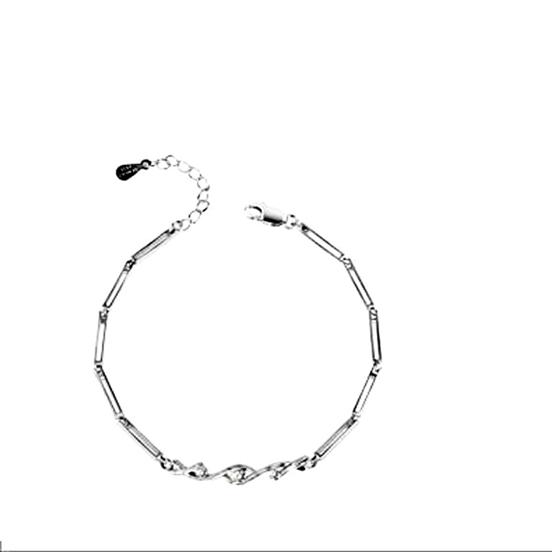 Fashion Simple Sanshi Stone  Sterling Silver Classy Design Chain with Finish Pattern Woman Bracelet
