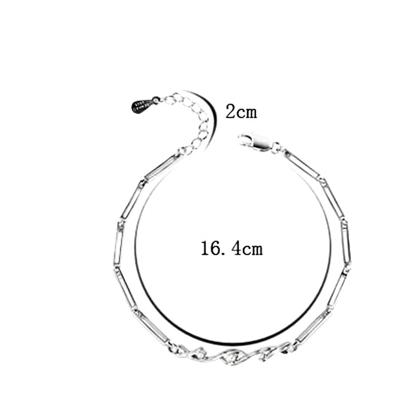 Fashion Simple Sanshi Stone  Sterling Silver Classy Design Chain with Finish Pattern Woman Bracelet