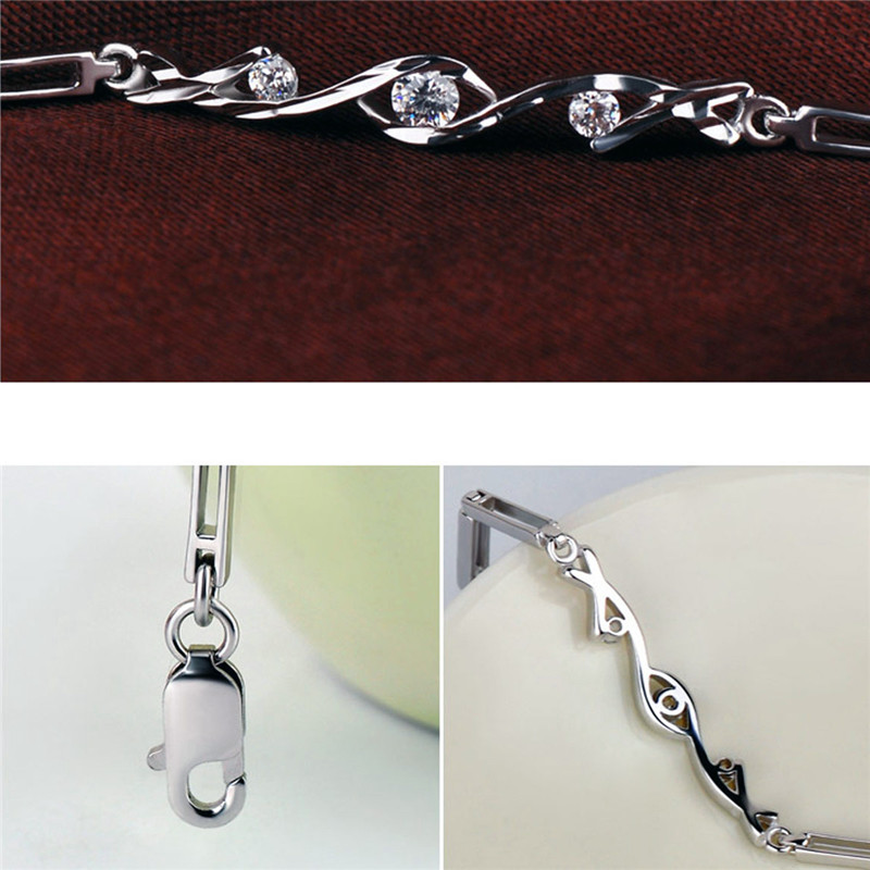 Fashion Simple Sanshi Stone  Sterling Silver Classy Design Chain with Finish Pattern Woman Bracelet