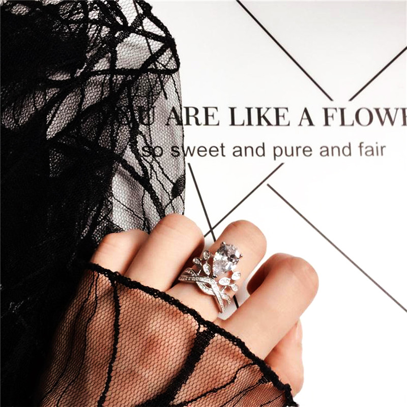 Female Water Drop Crown Diamond Ring 925 Sterling Silver Engagement Wedding Band Ring for Women