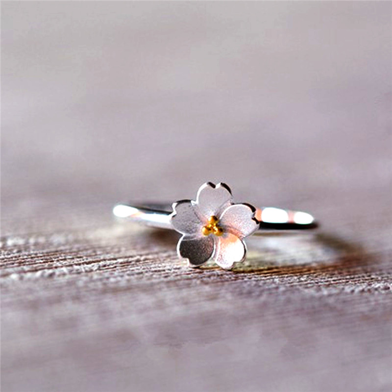 Sterling Silver Sakura Cherry Blossom Ring