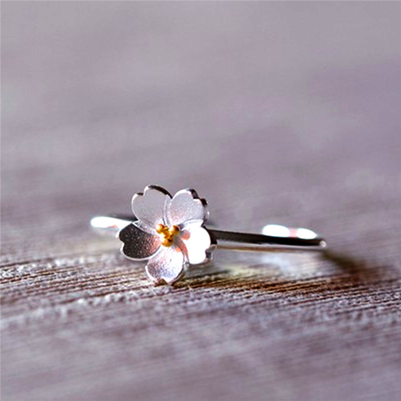 Sterling Silver Sakura Cherry Blossom Ring