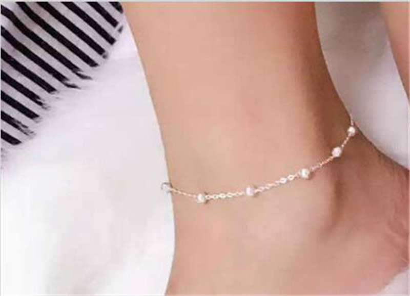 New Fashion Charm 925 Sterling Silver Anklets for Women Silver Chain Silver Bead Real Silver Anklet