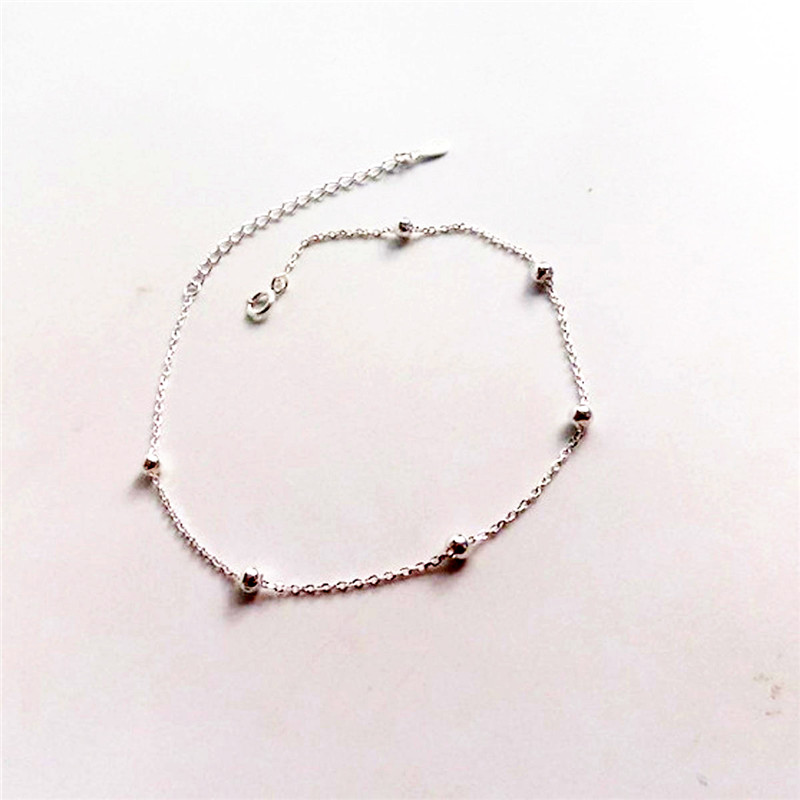 New Fashion Charm 925 Sterling Silver Anklets for Women Silver Chain Silver Bead Real Silver Anklet