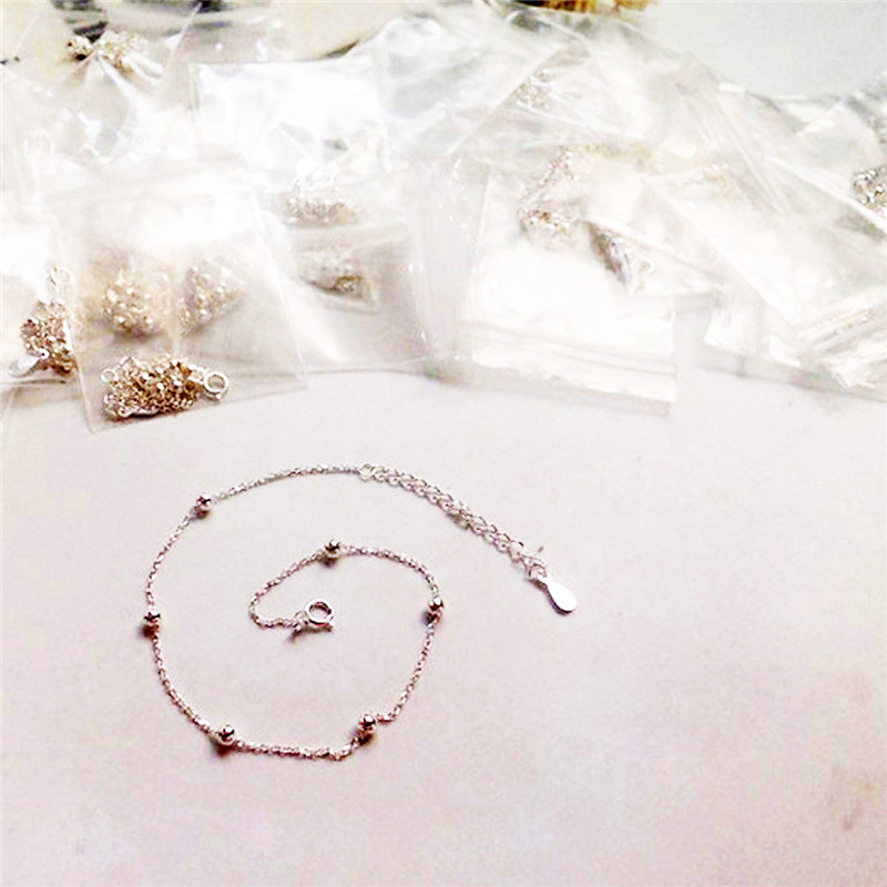 New Fashion Charm 925 Sterling Silver Anklets for Women Silver Chain Silver Bead Real Silver Anklet