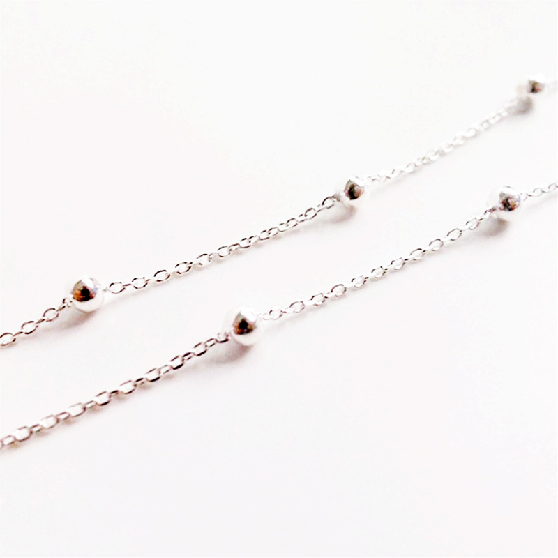 New Fashion Charm 925 Sterling Silver Anklets for Women Silver Chain Silver Bead Real Silver Anklet