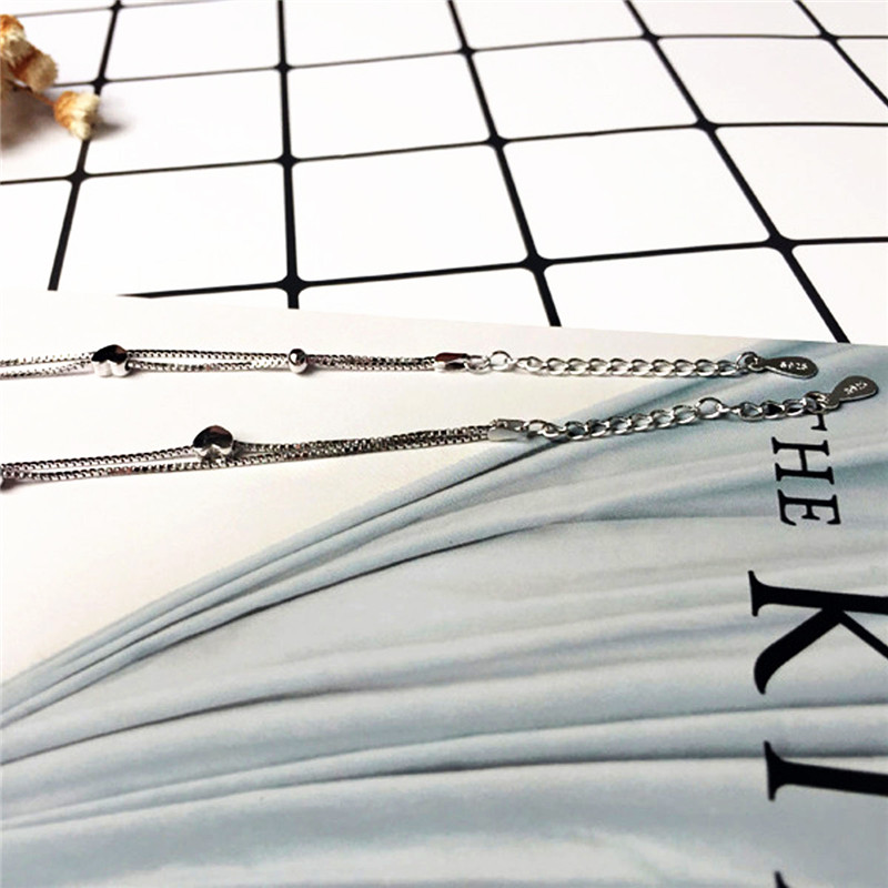 Women  Fashion Sterling silver Double Layer Chains Love Anklets Summer Barefoot  Foot Jewelry