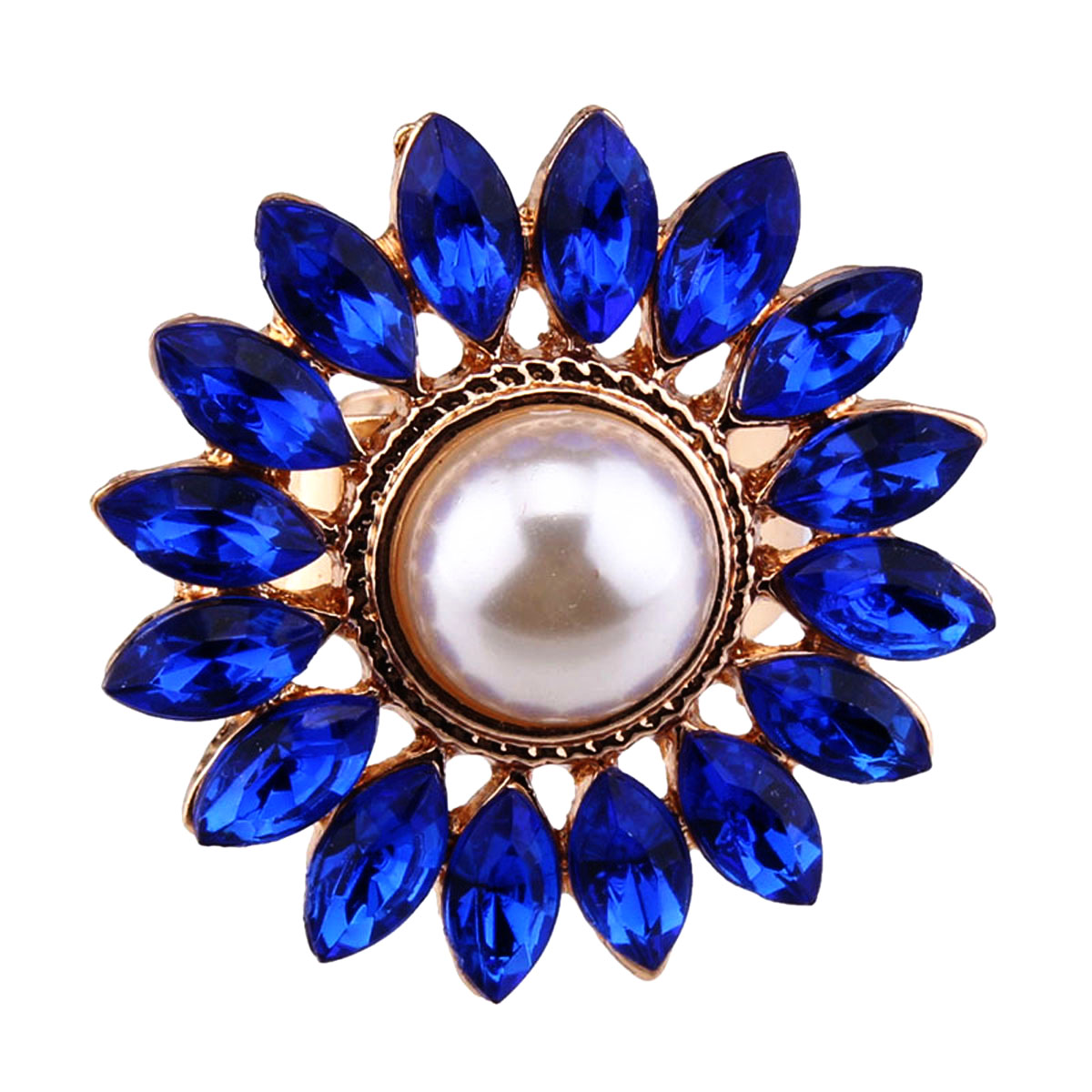 NEW Women Sun Flower Sky Sunflower Pearl Alloy Diamond Engagement Party Ring