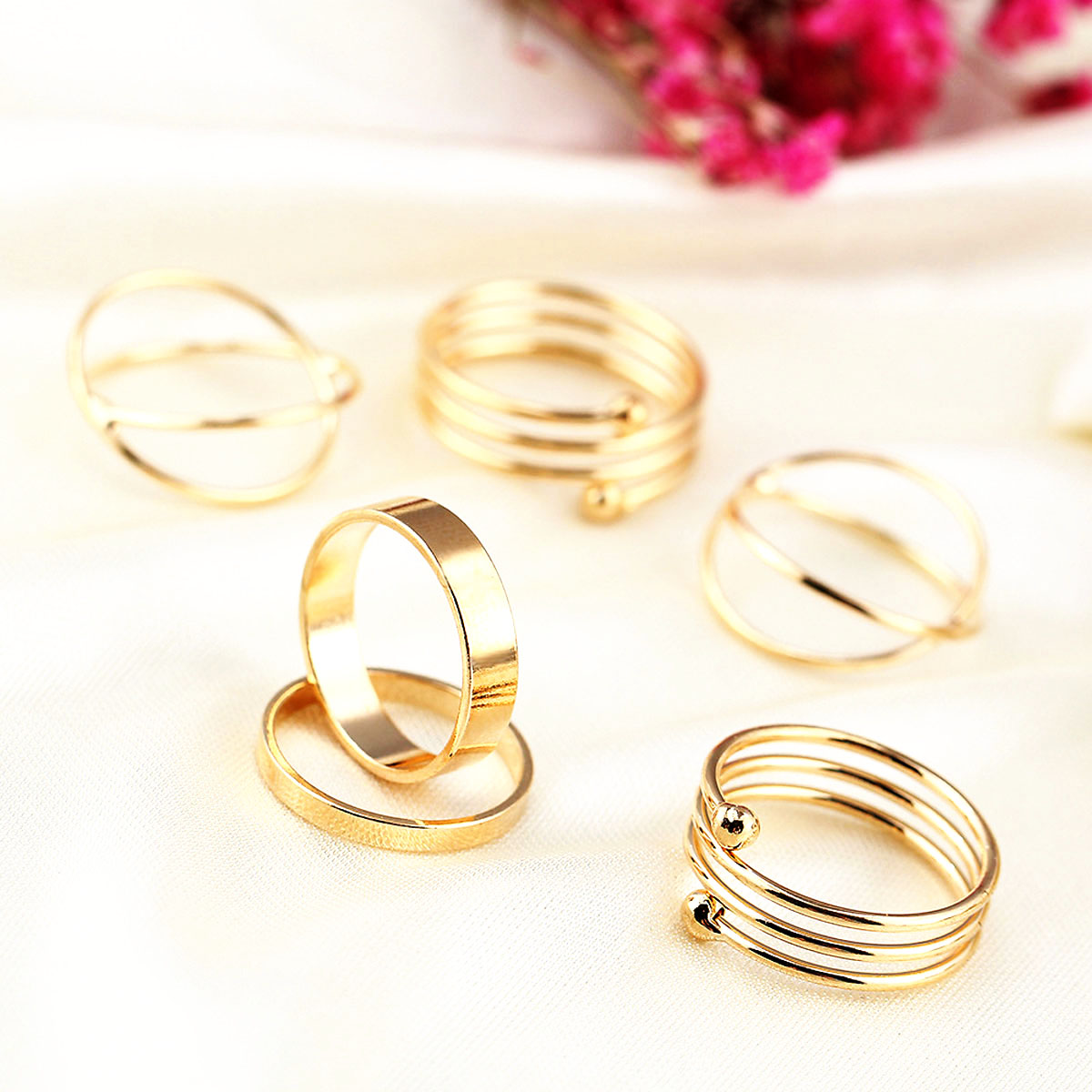 6pcs Stack Rings Glod Plated Ring Knuckle Nail Ring Set
