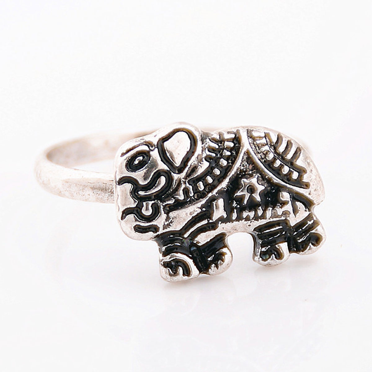 Vintage Elephant Snake Moon Text Turquoise Joint Knuckle Nail Ring Set