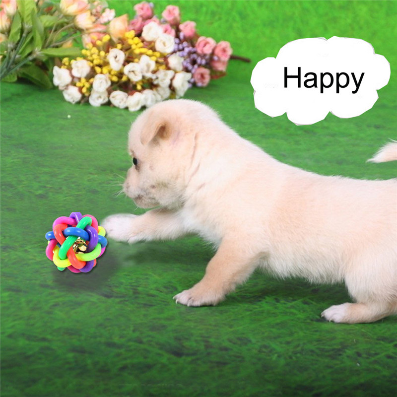 Happy Pet Cat Dog Toy Colorful Bells Weave the Ball Colorful Ball Twist Ball
