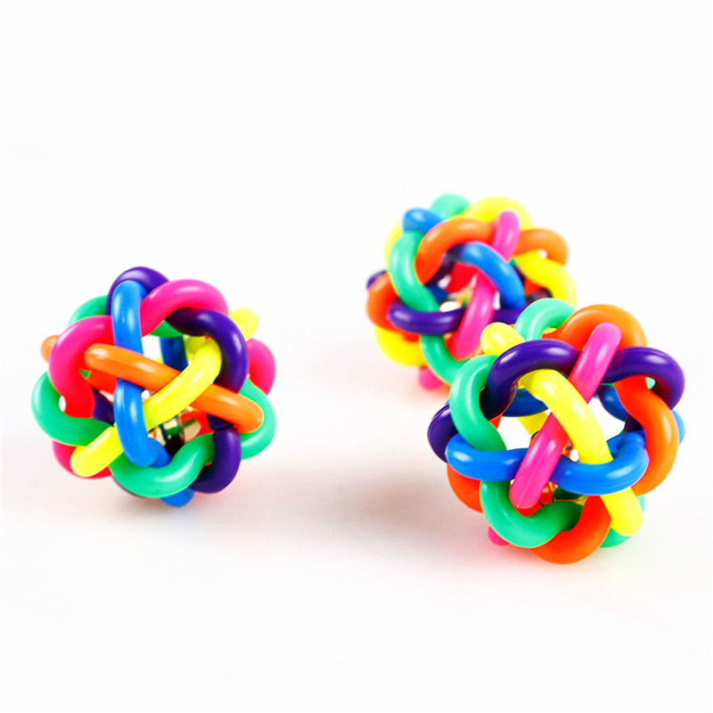 Happy Pet Cat Dog Toy Colorful Bells Weave the Ball Colorful Ball Twist Ball