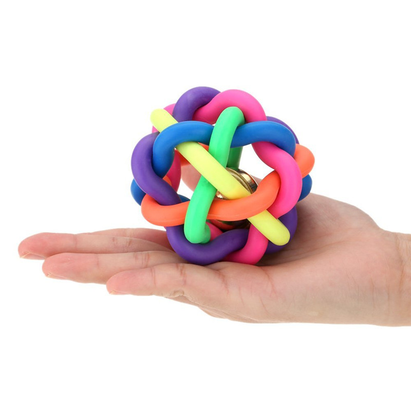 Happy Pet Cat Dog Toy Colorful Bells Weave the Ball Colorful Ball Twist Ball