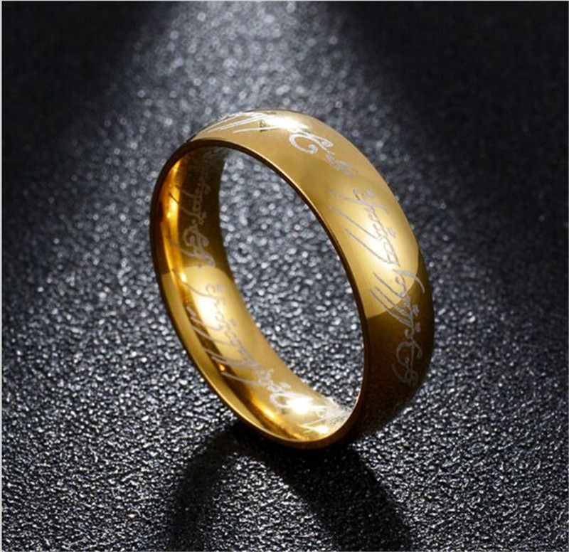 New Hobbit Letter Rings Stainless Steel the Lord Rings Titanium Wedding Rings for Man